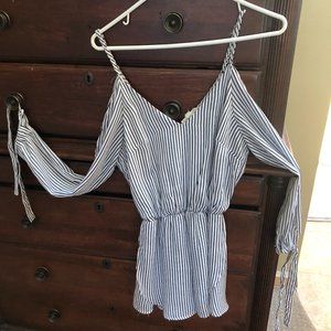 Black and White Striped Romper